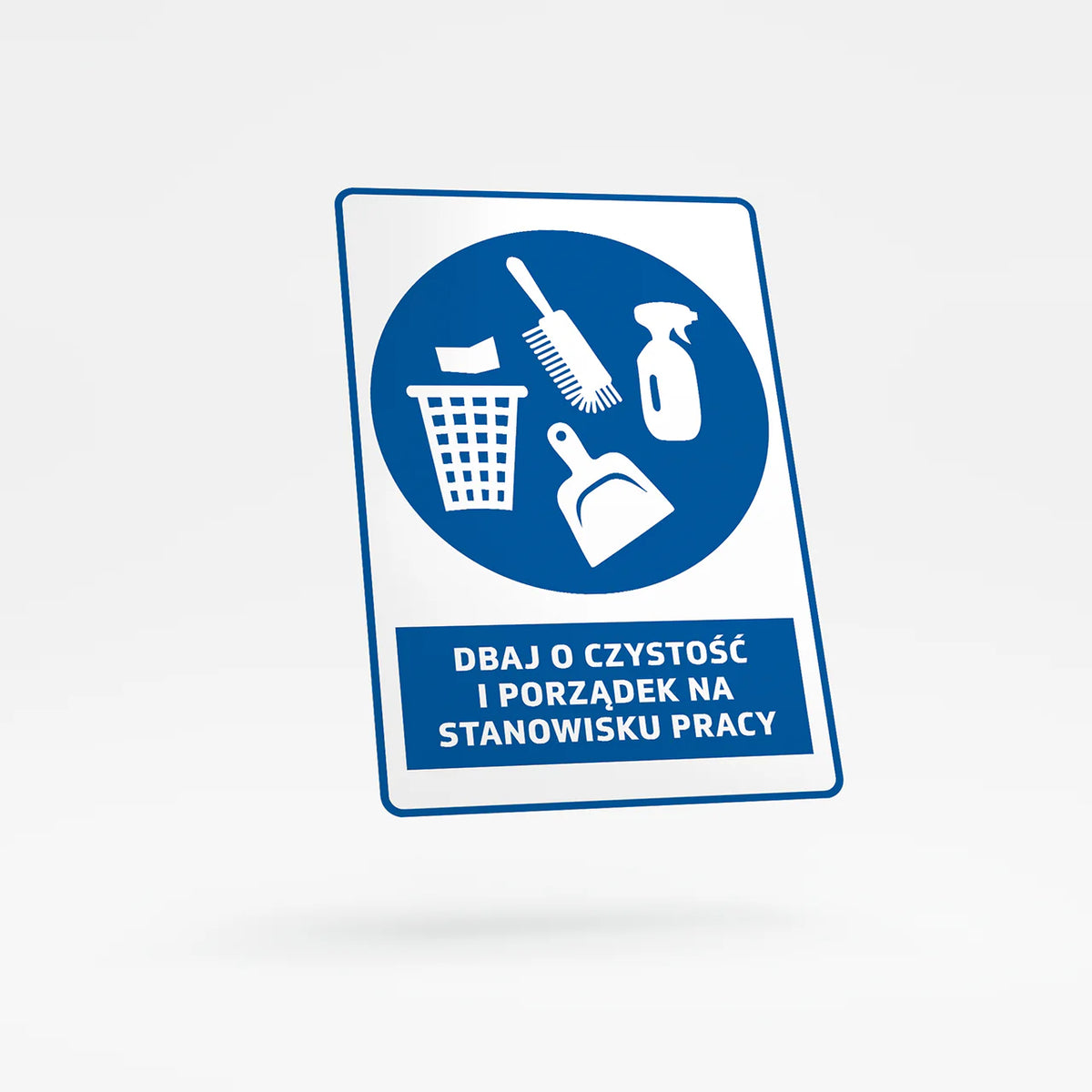 Mandatory sign with text - keep your workstation clean and tidy