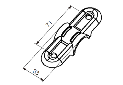 Złączka metalowa H-14 — rysunek techniczny