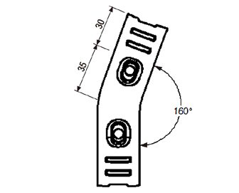 Złączka metalowa H-160 — rysunek techniczny