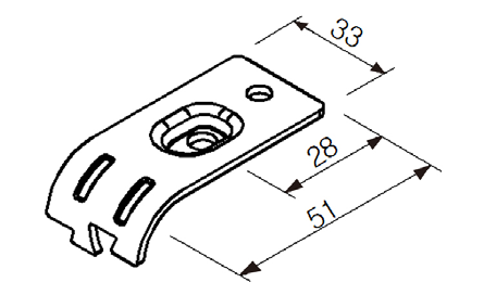 Złączka metalowa H-16 — rysunek techniczny