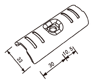 Złączka metalowa H-180 — rysunek techniczny