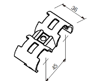 Złączka metalowa H-19 — rysunek techniczny