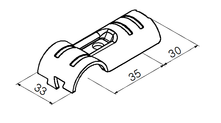 Złączka metalowa H-1 — rysunek techniczny
