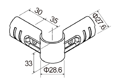 Złączka metalowa H-301 — rysunek techniczny