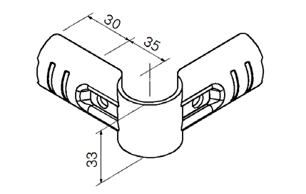 Złączka metalowa H-3 — rysunek techniczny