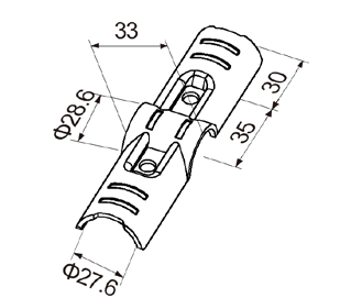 Złączka metalowa H-401 — rysunek techniczny