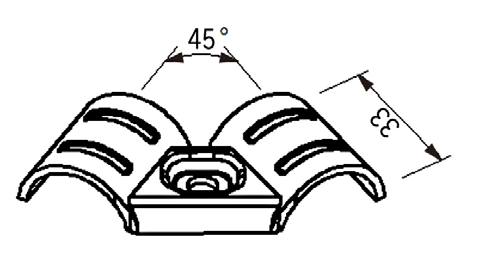 Złączka metalowa H-45 — rysunek techniczny