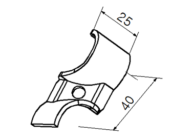 Złączka metalowa H-7A — rysunek techniczny