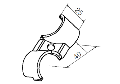 Złączka metalowa H-7 — rysunek techniczny