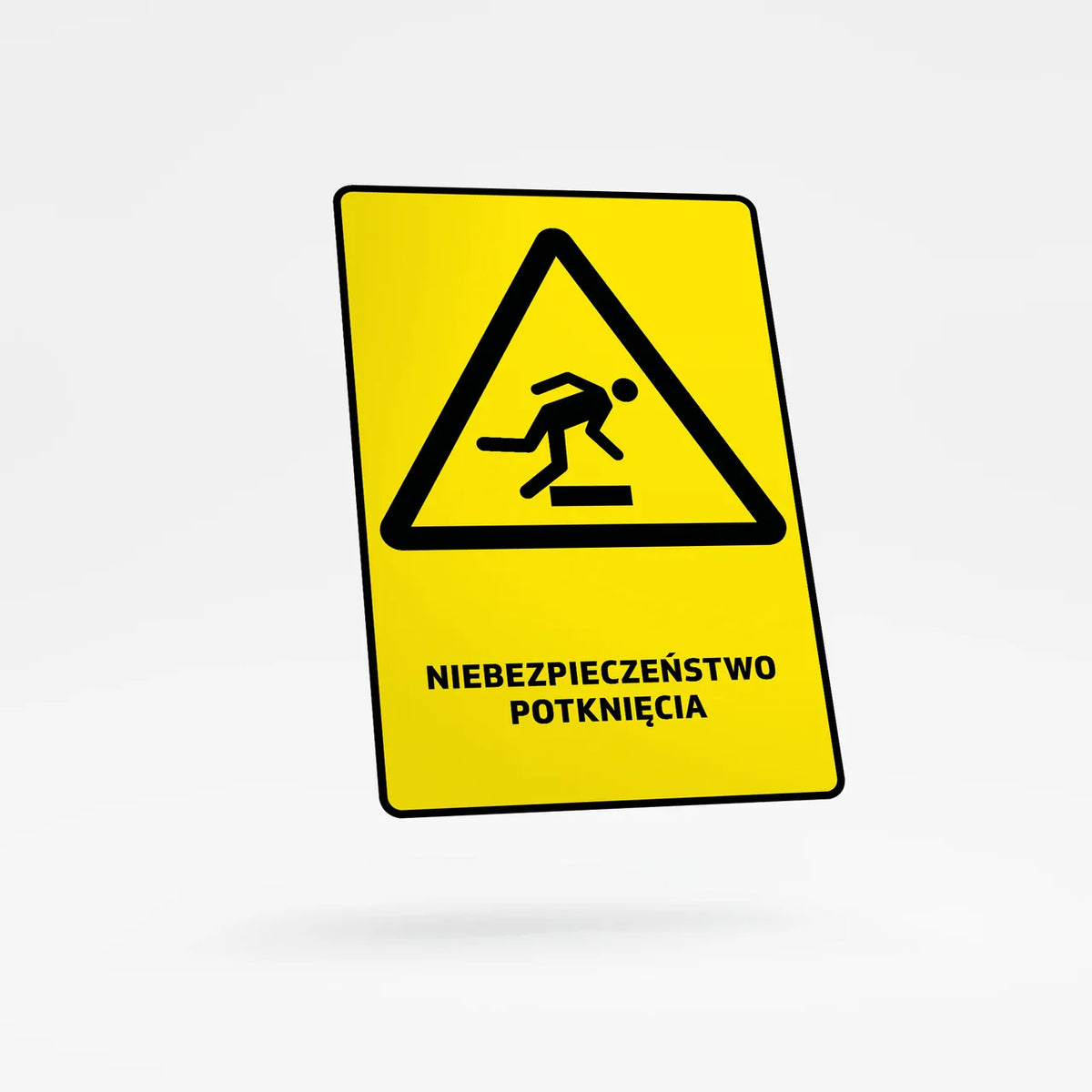 Znak ostrzegawczy z opisem - Niebezpieczeństwo Potknięcia