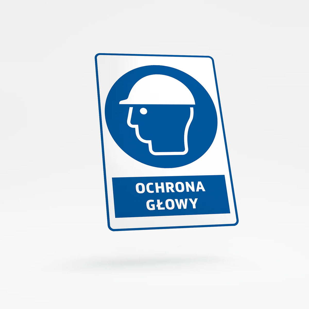 Mandatory sign with text - head protection