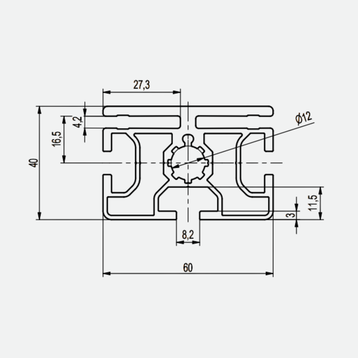 Panel Profile 40×60 mm, 3E3, Light