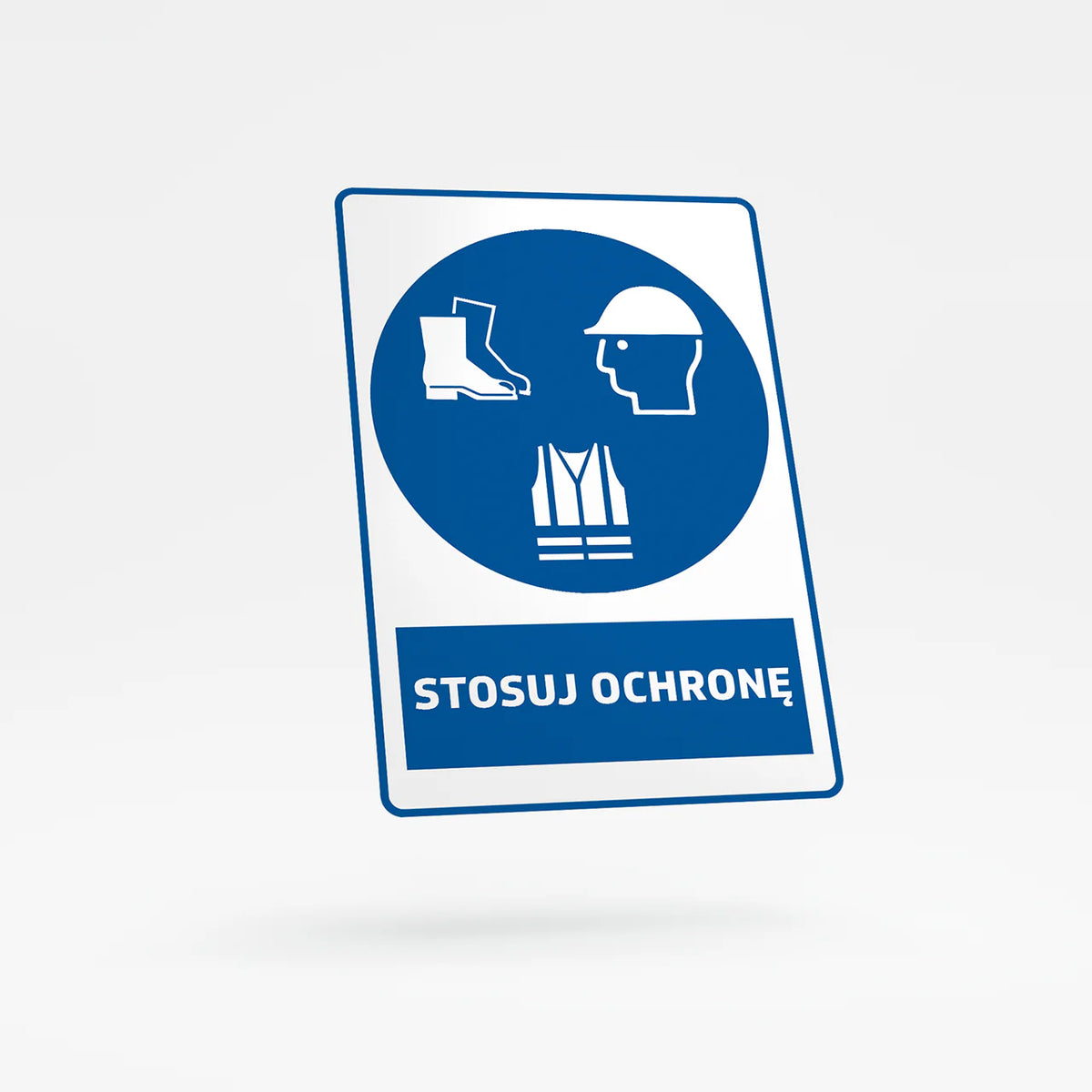 Mandatory sign with text - use protection