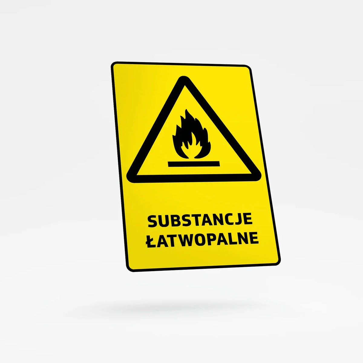 Warning sign with text - flammable substances