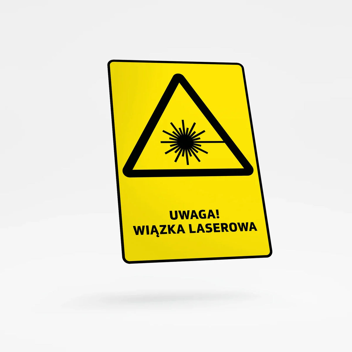 Warning sign with text - caution: laser beam