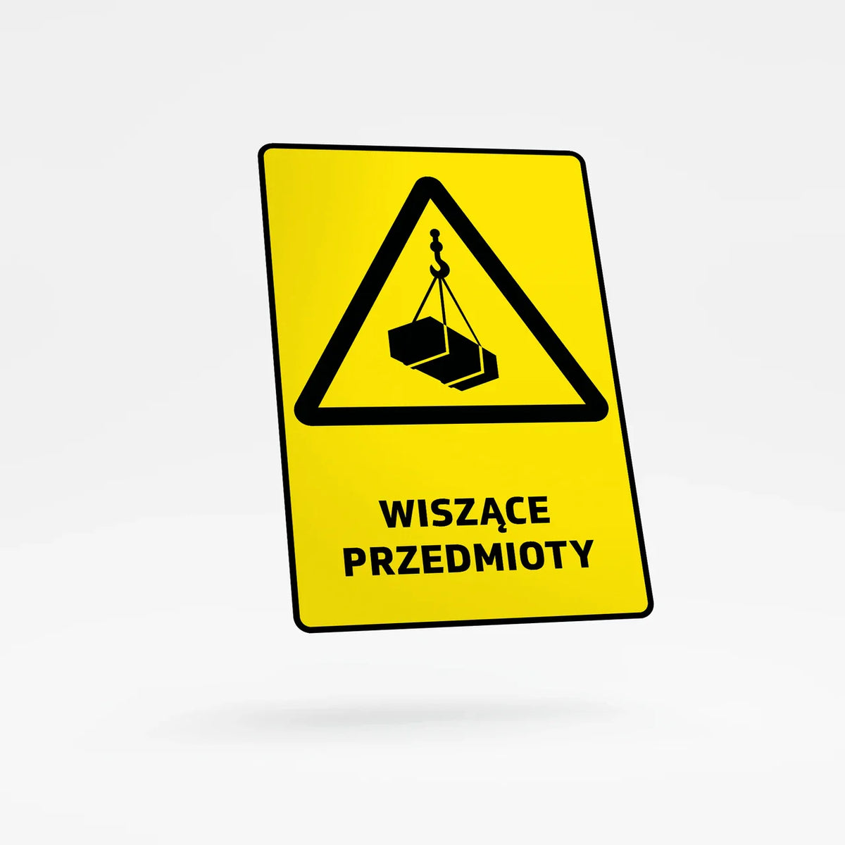 Warning sign with text - suspended objects