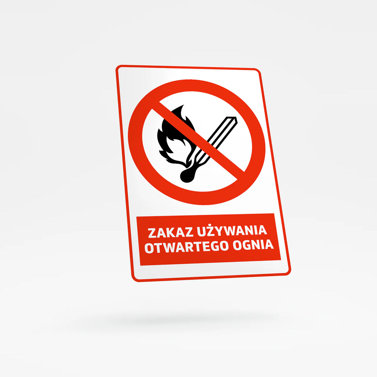 Prohibition sign with text - no open flame