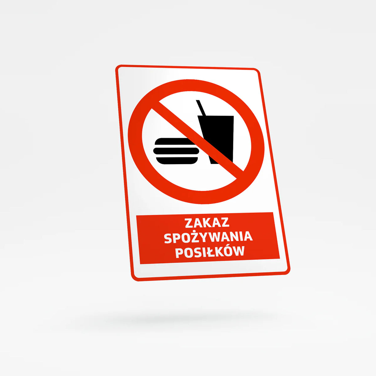 Prohibition sign with text - no eating