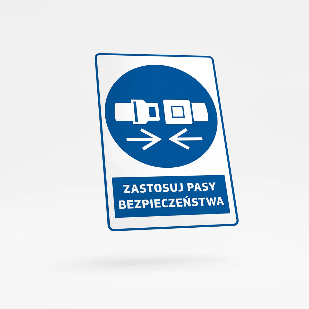 Mandatory sign with text - wear safety belts