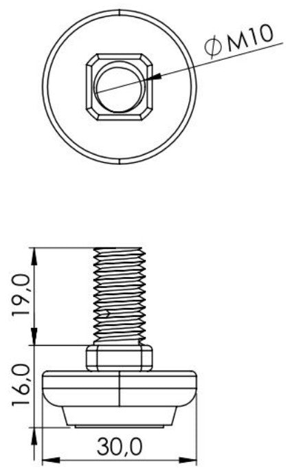 Stopa regulacyjna, M10x20 — widok 3