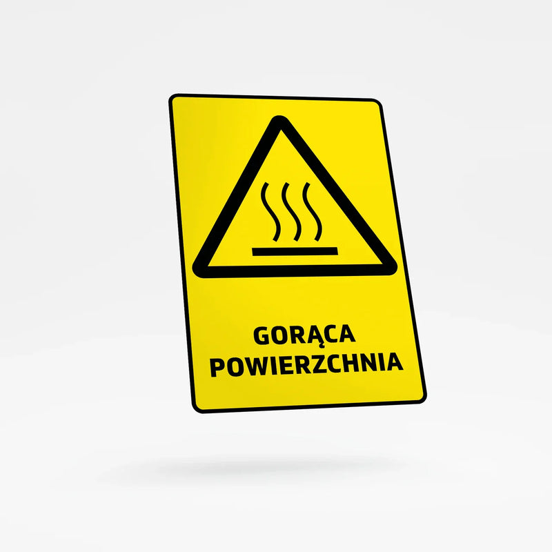 Warning sign with text - hot surface