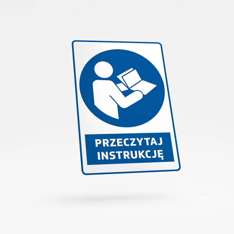 Mandatory sign with text - refer to instruction manual