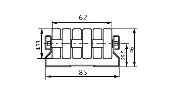 Szyna rolkowa R-8525 — rysunek techniczny