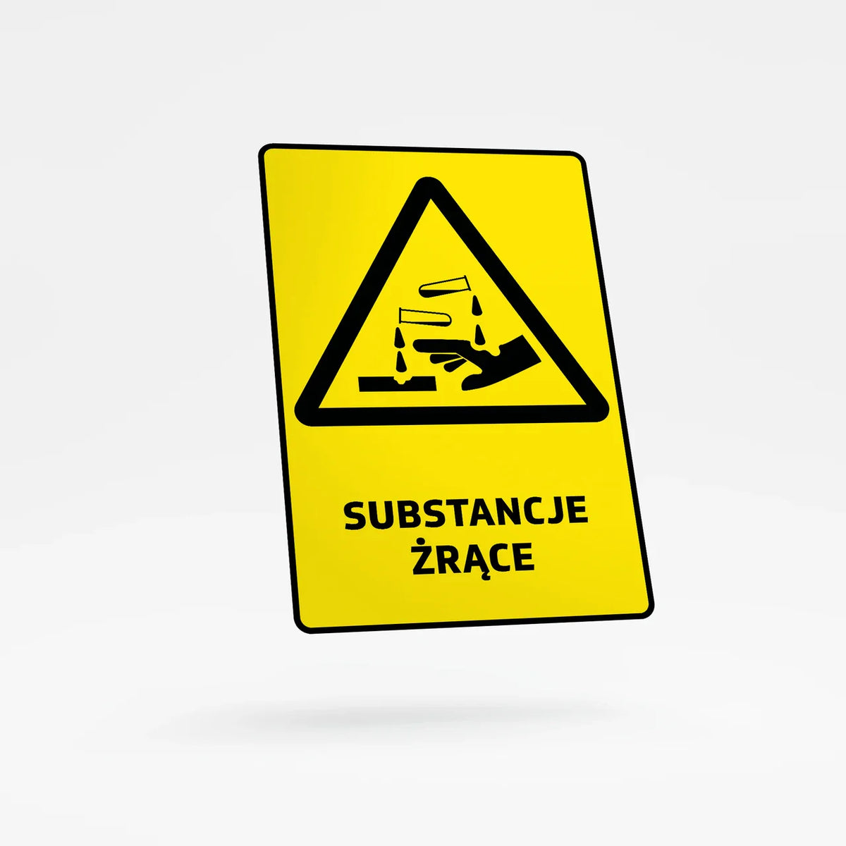Warning sign with text - corrosive substances