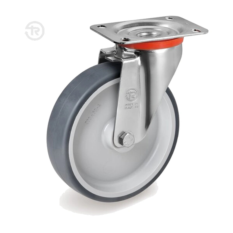 Thermoplastic rubber wheel, swivel castor NL with a top plate — TR-71-SRP-NL