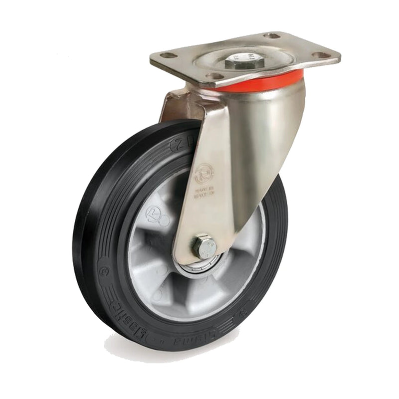 Sigma Elastic rubber wheel, swivel castor P with a top plate — TR-72-AL-SRP-P